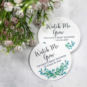 Watch Me Grow Tags Custom Thank You Tags with Greenery Baby Shower Thank You Labels Round Kraft Tags Personalized Baby Shower Favors image 5