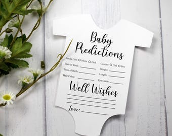 Baby Predictions and Wishes Cards for Baby Shower Game, Baby Pink Advice Cards for Sprinkle - Baby One Piece Shape (Set of 10)