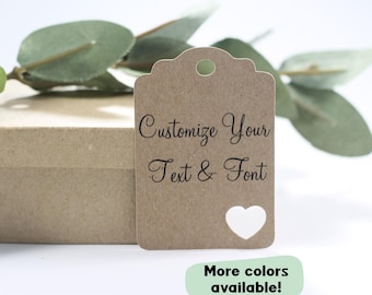 Custom Tags  - Kraft Brown Favor Tags - Personalized Wedding Gift Tags - Wedding Tags  - Heart Themed Bridal Shower Labels - Baby Shower Tag