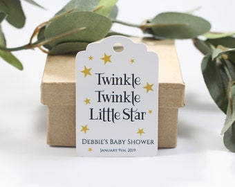 Twinkle Twinkle Little Star Tags - Gender Neutral Shower Favors - Personalized Baby Shower Favors - Star Theme - Custom Labels for Sprinkle