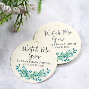 Watch Me Grow Tags Custom Thank You Tags with Greenery Baby Shower Thank You Labels Round Kraft Tags Personalized Baby Shower Favors image 4