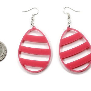 Easter Egg Earrings for Women Pink Acrylic Earrings Pink Easter Earrings Spring Earrings Easter Basket Gift Gift for Girls image 4
