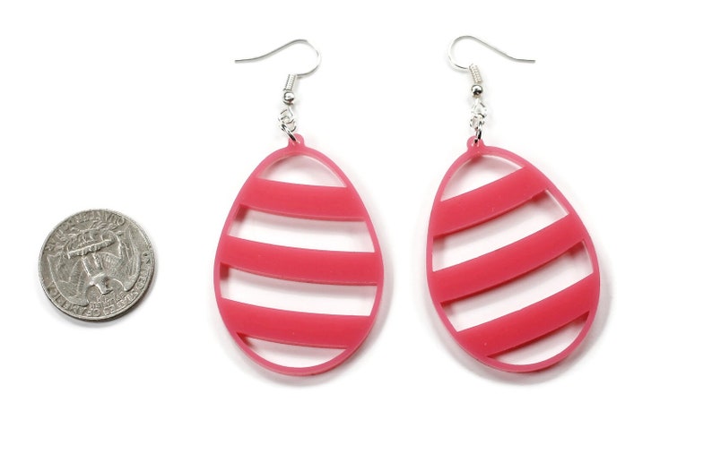 Easter Egg Earrings for Women Pink Acrylic Earrings Pink Easter Earrings Spring Earrings Easter Basket Gift Gift for Girls image 4