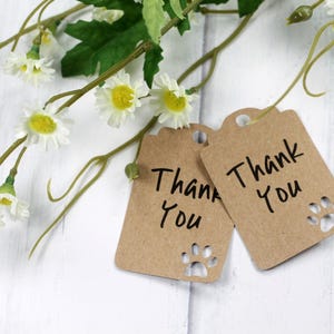 Kraft Brown Paw Print Tags - Baby Shower Favor Tags - Thank You Animal Gift Tags - Dog Theme - Event Tags - Puppy Party