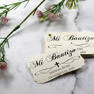 Mi Bautizo Tags Baptism Thank You Tags Catholic Favor Tags for Boy Personalized Christening First Communion Labels Custom Baptism Cream