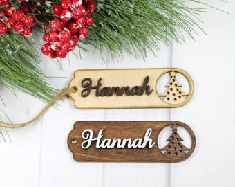 Personalized Stocking Tag - Personalized Wooden Tag with Name - 3D Wooden Tag - Custom Stocking Tags with Cut Outs