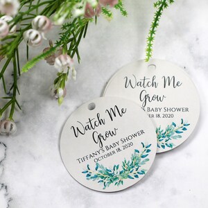 Watch Me Grow Tags Custom Thank You Tags with Greenery Baby Shower Thank You Labels Round Kraft Tags Personalized Baby Shower Favors image 6