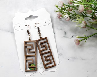 Walnut Earrings for Women - Geometric Square Earrings - Wood Earrings