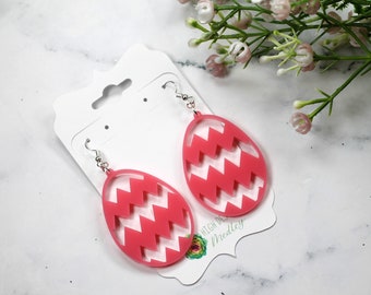 Easter Egg Earrings for Women - Pink Acrylic Earrings - Pink Easter Earrings - Spring Earrings - Easter Basket Gift - Gift for Girls