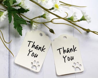 Paw Print Tags - Baby Shower Favor Tags - Thank You Animal Gift Tags - Dog Theme - Event Tags - Puppy Party - Dog Birthday in Cream