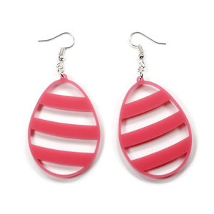 Easter Egg Earrings for Women Pink Acrylic Earrings Pink Easter Earrings Spring Earrings Easter Basket Gift Gift for Girls image 3