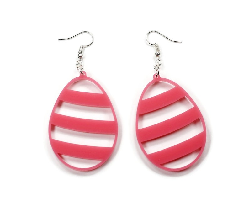 Easter Egg Earrings for Women Pink Acrylic Earrings Pink Easter Earrings Spring Earrings Easter Basket Gift Gift for Girls image 3