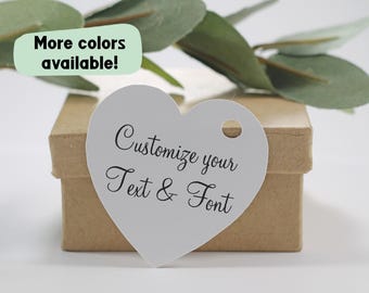 Custom Heart Tags  - White Heart Tag - Bridal Shower Favor Tags - Personalized Party Tags -  Hang Tags - Wedding Labels