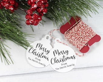 Personalized Christmas Gift Tags - Ornament Shaped Holiday Tags (Set of 12)