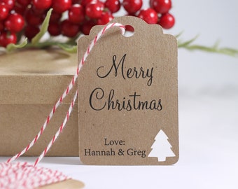 Christmas Gift Tags Set of 12 - Kraft Tags with Christmas Tree - Personalized Christmas Tags - Kraft Holiday Gift Tags - Christmas Tree Tags