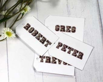 Football Themed Escort Cards for Kids Party - Personalized Football Tags with Individual Names - Custom Football Sports Party Tags