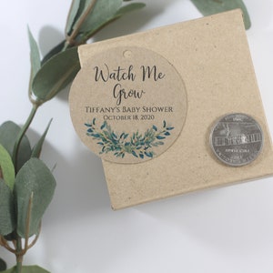 Watch Me Grow Tags Custom Thank You Tags with Greenery Baby Shower Thank You Labels Round Kraft Tags Personalized Baby Shower Favors image 2