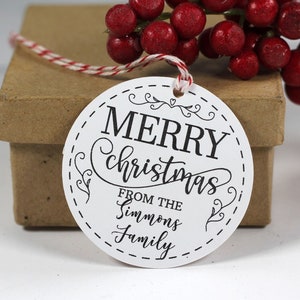 Christmas Gift Tags Set of 12 - White Tags - Personalized Christmas Tags - Kraft Holiday Gift Tags - Christmas Tree Tags