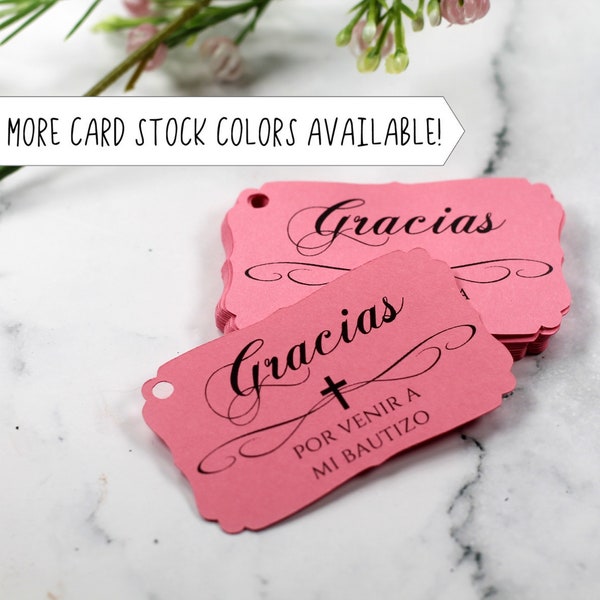 Baptism Tags - Gracias Por Venir A Mi Bautizo - Thank You Labels - Thank You Tags - Cross Themed Labels - Baptism Favors