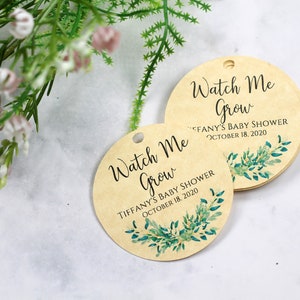 Watch Me Grow Tags Custom Thank You Tags with Greenery Baby Shower Thank You Labels Round Kraft Tags Personalized Baby Shower Favors image 8