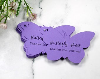 Butterfly Tags  - Thank You Party Favors - Butterfly Theme Labels for Shower or Party - Butterfly Kisses Thank You for Coming!