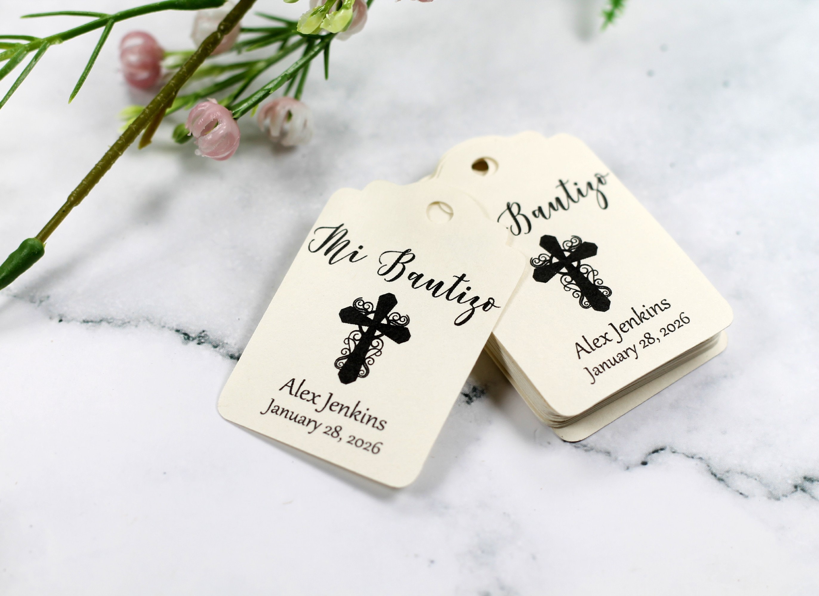 Custom Mi Bautizo Tags - Kraft Tags for Baptism - Catholic Favor Tags ...