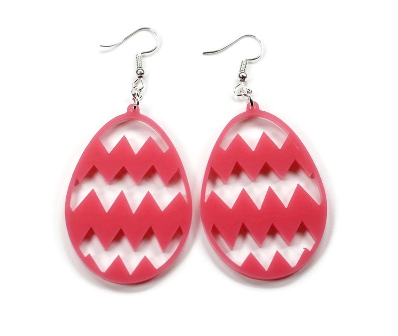 Easter Egg Earrings for Women Pink Acrylic Earrings Pink Easter Earrings Spring Earrings Easter Basket Gift Gift for Girls image 2