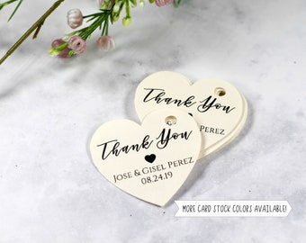 Personalized Heart Shaped Tags  - Cream Heart Tags - Bridal Shower Tags - Wedding Favor Labels - Heart Thank You Tags - Favor Tags