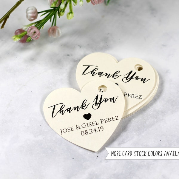 Personalized Heart Shaped Tags  - Cream Heart Tags - Bridal Shower Tags - Wedding Favor Labels - Heart Thank You Tags - Favor Tags