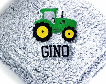 Personalized Tractor Blanket, Little Farmer, Farm Blanket, Baby Boy Blanket