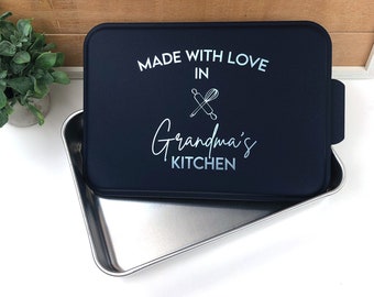 Personalized Made with Love Baking Dish, 9x13 Dish, Personalized Lid - Laser Engraved