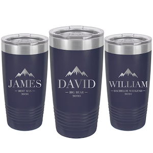 Personalized Bachelor Vacation Tumbler, Groomsman Gift, Bachelor Party  - Mountain Design