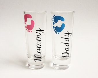 Mommy and Daddy Shot Glasses, New Parents Gift, New Parent Gift, Baby Shower Gift, New Baby Gift, Funny Gifts, Mommy Gift, Daddy Gift
