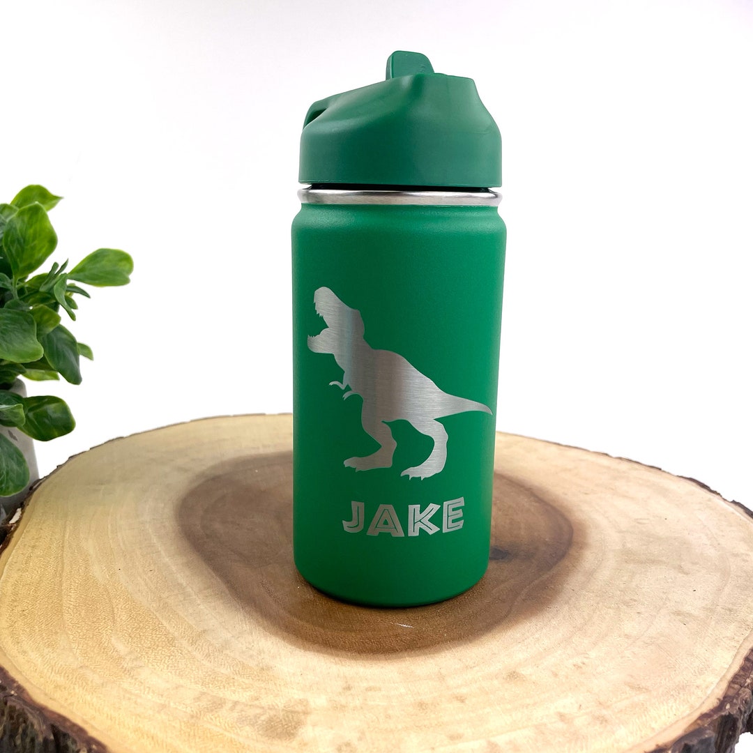 Custom Dinosaur Kid's Water Bottle, Personalized Kid's Tumbler, Back to
