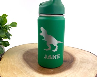 Custom Dinosaur Kid's Water Bottle, Personalized Kid's Tumbler, Back to School, Birthday Gift, Holiday Gift