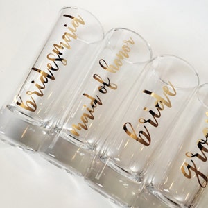 Bridesmaid Shot Glasses, Bridal Party Shot Glasses, Bridesmaid Gifts, Bridal Party Gifts, Gold Bridesmaid Gifts, Bachelorette Party Gifts