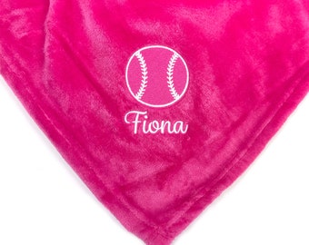 Custom Softball Blanket, Sports Blanket, Custom Gift, Sports Gift, Plush Blanket, Plush Throw, Custom Throw Blanket, Senior Gift