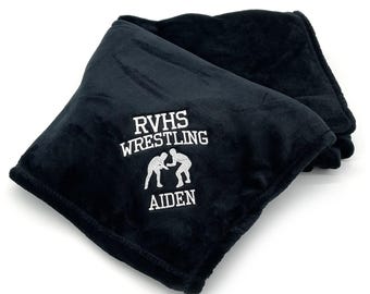 Custom Wrestling Blanket, Graduation Blanket, Sports Blanket, Custom Gift, Plush Throw, Custom Throw Blanket, Sports Gift, Senior Gift