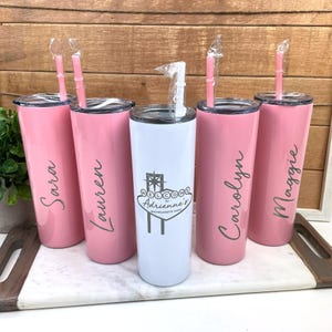 Personalized Las Vegas Sign Tumbler - Laser Engraved Front & Back, Group Gift, Girl&#39;s Trip, Destination Wedding, Bachelorette Party Gifts