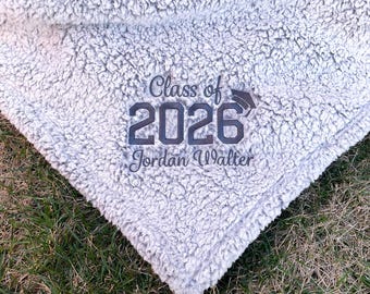 Custom Class of 2026 College Graduation Throw Blanket - CUSTOMIZE with Name and CHOOSE Colors, Graduation Gift, College Gift