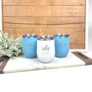 Personalized Palm Leaves Wine Tumbler - Laser Engraved, Group Gift, Girl's Trip, Wedding, Spring Break, Bachelorette Party Gifts