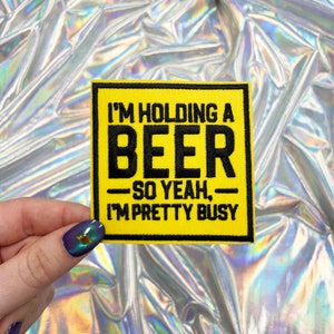I&#39;m Holding a Beer Patch, Iron On Patch, Lake Patch, Summer Patches, Hat Patches, Vacation Patch, Hat Bar Patches, Trucker Hat Patches