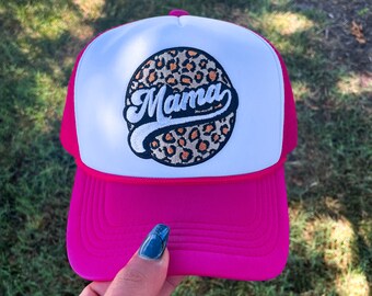 Leopard Print MAMA Pink Trucker Hat, Mama Trucker Hat, Women’s Hat, Pink Patch Hat for Women, Trendy, Fun & Stylish Accessory