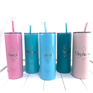 Personalized Birthday Cupcake Tumbler with Straw - Laser Engraved, Group Gift, Girl&#39;s Trip, Birthday Party Gifts, Birthday Trip