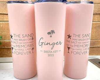 Personalized Vacation Tumbler with Straw - Memories Will Last Forever, Laser Engraved, Group Gift, Girls' Trip, Bachelorette Party Gifts