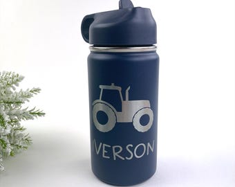 Tractor Kid's Cup, Personalized Travel Tumbler 12oz, Stainless Steel