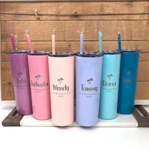Personalized Group Vacation Tumblers - Laser Engraved Palm Tree Design