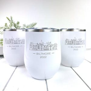 Personalized Biltmore Mansion Wine Tumbler - Laser Engraved, Group Gift, Girl's Trip, Wedding, Birthday, Bachelorette Party Gifts