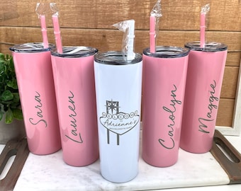 Personalized Las Vegas Sign Tumbler - Laser Engraved Front & Back, Group Gift, Girl's Trip, Destination Wedding, Bachelorette Party Gifts