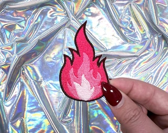 Pink Flame Patch, Iron On Patch, Hot Girl Patch, Hat Patches, Trendy Patch, Hat Bar Patches, Trucker Hat Patches
